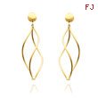 14K Curved Tube Dangle 3-D Post Earrings