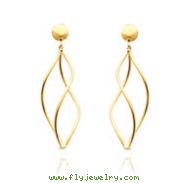 14K Curved Tube Dangle 3-D Post Earrings