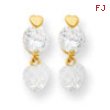 14k CZ Heart Dangle Post Earrings