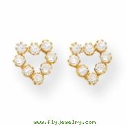 14k CZ Heart Post Earrings