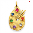 14k CZ Stones Artist Palette Charm