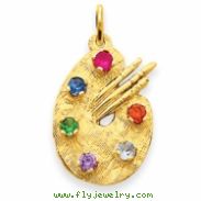 14k CZ Stones Artist Palette Charm