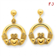 14k Dangling Claddagh Post Earrings