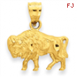 14K Diamond-cut Bison Pendant