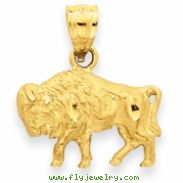 14K Diamond-cut Bison Pendant