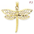 14K Diamond Cut Dragonfly Charm