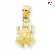 14K Diamond-cut Frog Pendant