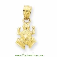 14K Diamond-cut Frog Pendant