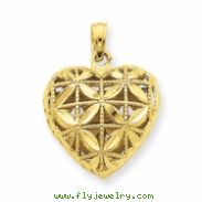 14k Diamond-cut Open Puffed Heart Pendant