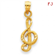 14K Diamond-cut Treble Clef Pendant