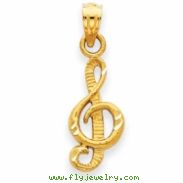 14K Diamond-cut Treble Clef Pendant