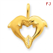 14k Dolphin Heart Pendant