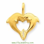 14k Dolphin Heart Pendant