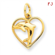 14k Dolphin in Heart Charm