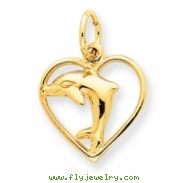 14k Dolphin in Heart Charm