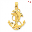 14k Dolphin on Anchor Charm