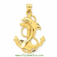 14k Dolphin on Anchor Charm