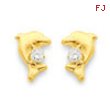 14k Dolphin w/CZ Post Earrings