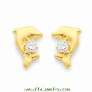 14k Dolphin w/CZ Post Earrings