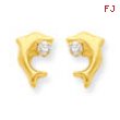 14k Dolphin w/CZ Post Earrings