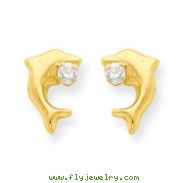 14k Dolphin w/CZ Post Earrings
