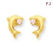 14k Dolphin w/Pink CZ Post Earrings