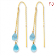 14k Double Blue Topaz Pear Shape Threader Earrings