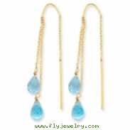 14k Double Blue Topaz Pear Shape Threader Earrings