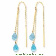 14k Double Blue Topaz Pear Shape Threader Earrings