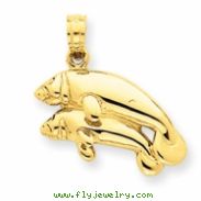 14k Double Manatee Pendant