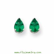 14k Emerald Diamond pear stud earring