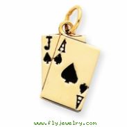 14k Enameled Blackjack Playing Cards Charm