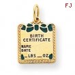 14k Enameled Blue Engraveable Birth Certificate Charm