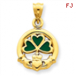 14k Enameled Claddaugh Charm