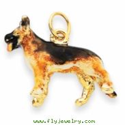 14K Enameled Medium German Shepherd Charm