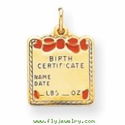 14k Enameled Pink Engraveable Birth Certificate Charm