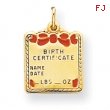 14k Enameled Pink Engraveable Birth Certificate Charm