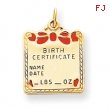 14k Enameled Pink Engraveable Birth Certificate Charm