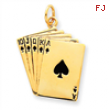 14k Enameled Royal Flush Playing Cards Charm