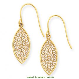 14k Fancy Filigree Teardrop Dangle Earrings