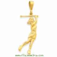 14k Female Golfer Pendant