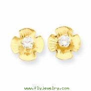 14k Flower 2.5mm CZ Post Earrings