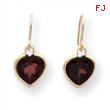 14k Garnet Heart Dangle Earrings