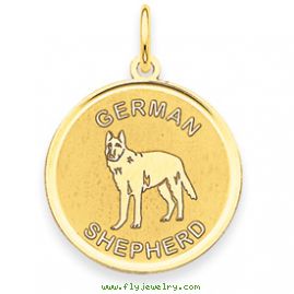 14k German Shepard Disc Charm