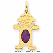 14K Girl 6x4 Oval  Genuine Amethyst-Feb