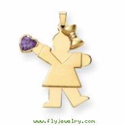14k Girl with CZ February Birthstone Charm