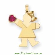 14k Girl with CZ July Birthstone Charm