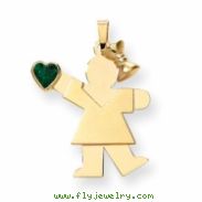 14k Girl with CZ May Birthstone Charm