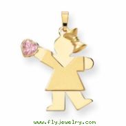 14k Girl with CZ October Birthstone Charm