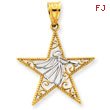 14K Gold  & Rhodium Angel Star Pendant